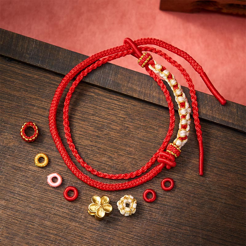 Buddha Stones Handgeweven armband met perzikbloesemmotief en dubbele laag . - image 3