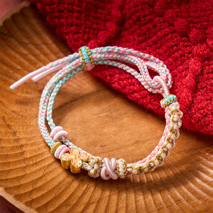 Buddha Stones Handgeweven armband met perzikbloesemmotief en dubbele laag . - image 10