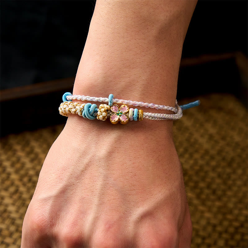 Buddha Stones Handgeweven armband met perzikbloesemmotief en dubbele laag . - image 20