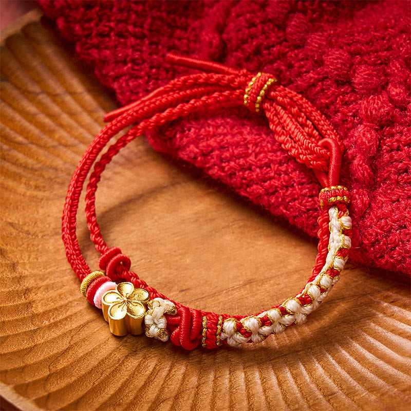 Buddha Stones Handgeweven armband met perzikbloesemmotief en dubbele laag . - image 2