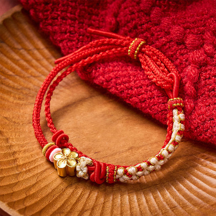 Buddha Stones Handgeweven armband met perzikbloesemmotief en dubbele laag . - image 2