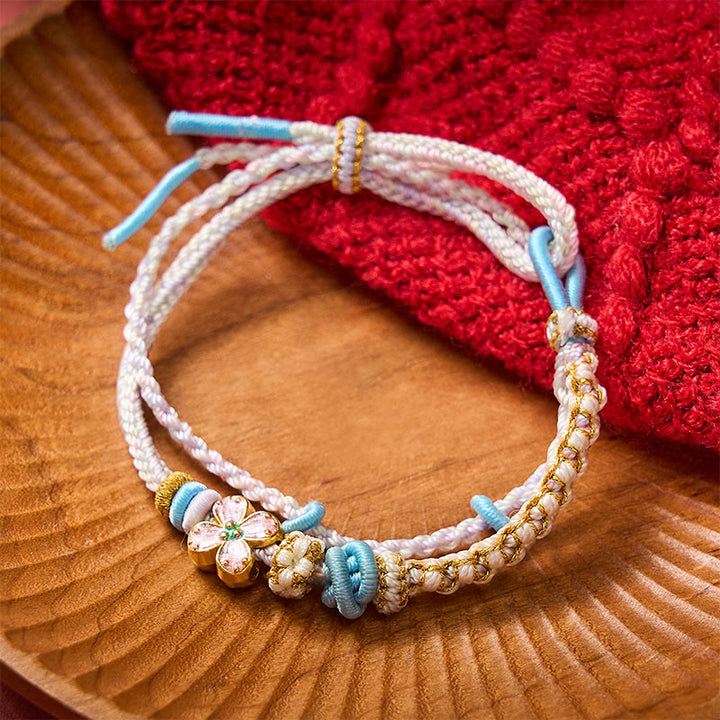 Buddha Stones Handgeweven armband met perzikbloesemmotief en dubbele laag . - image 17