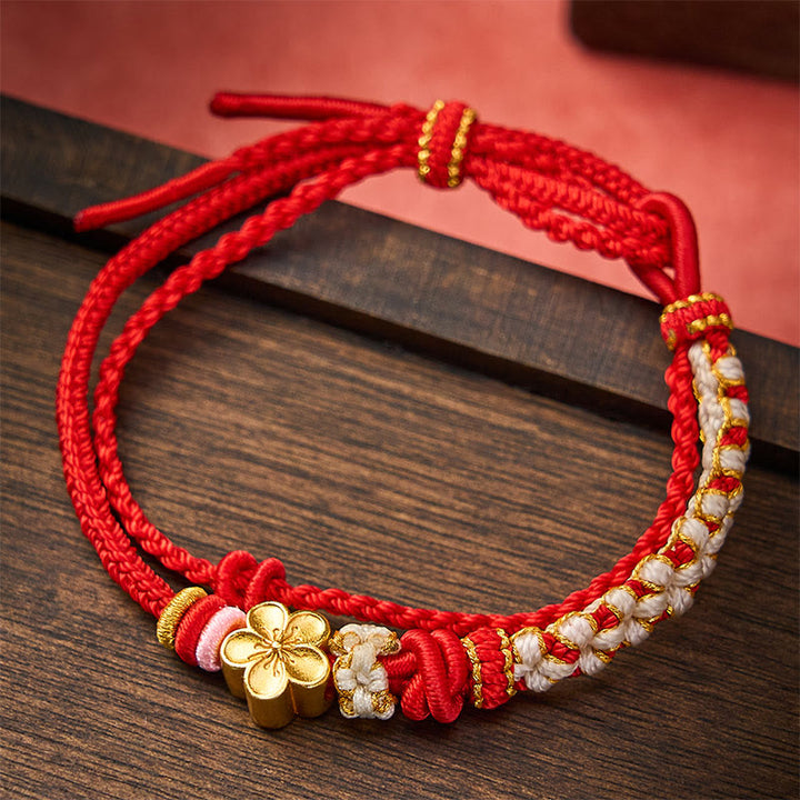 Buddha Stones Handgeweven armband met perzikbloesemmotief en dubbele laag . - image 1