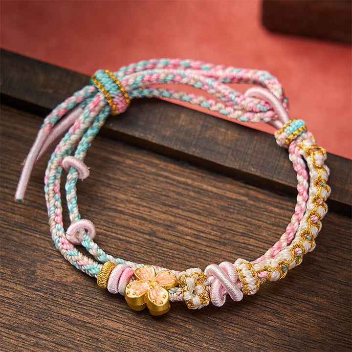 Buddha Stones Handgeweven armband met perzikbloesemmotief en dubbele laag . - image 9