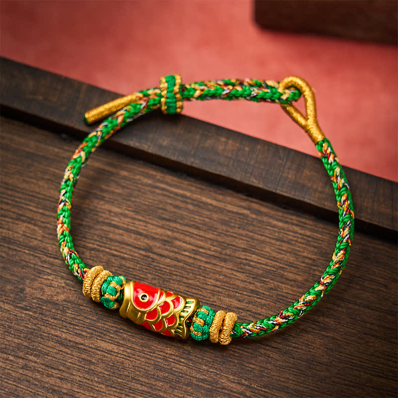Buddha Stones Handgeweven Armband met koi-vismotief voor geluk - image 1