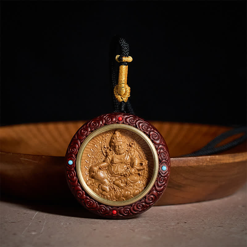Buddha Stones Kleine blad rode sandelhout ebbenhout gele Jambhala Bodhisattva groene Tara beschermingsketting Ketting - image 1
