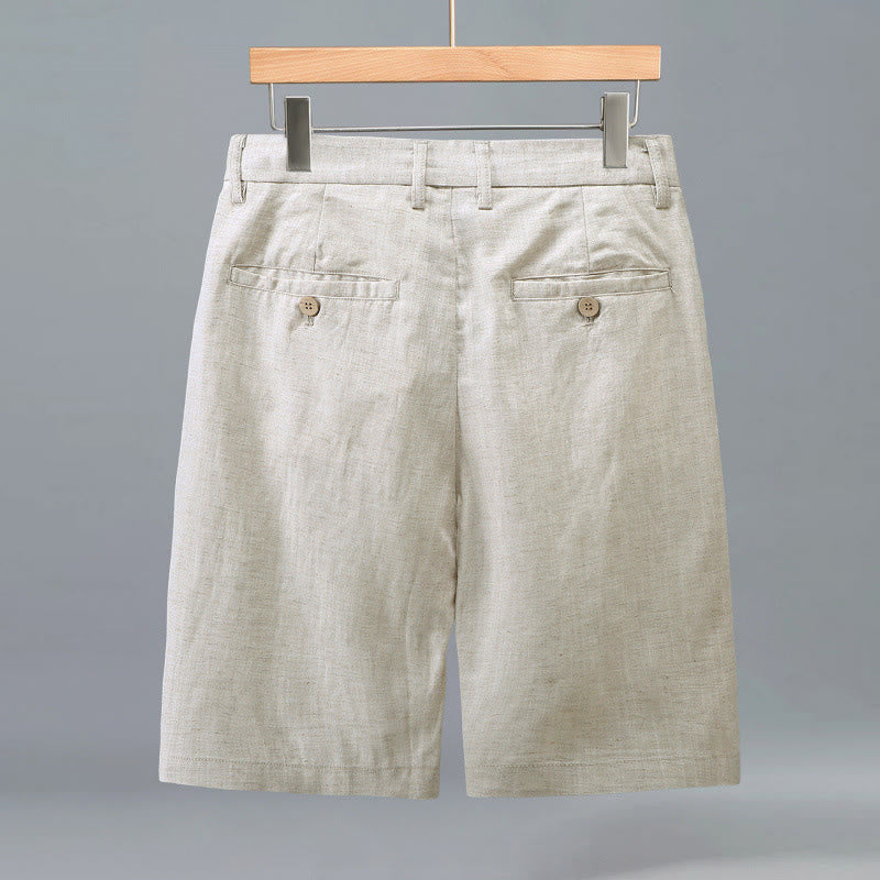 Buddha Stones Casual zomerse shorts voor heren met knoop- en ritssluiting, effen voorkant, plooien en Zakken. - image 1