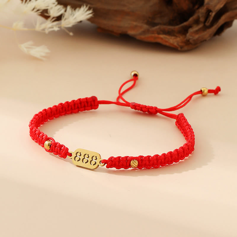 Buddha Stones Armband met engelengetallen, rood en zwart gevlochten koord. - 888 rode draad - image 34