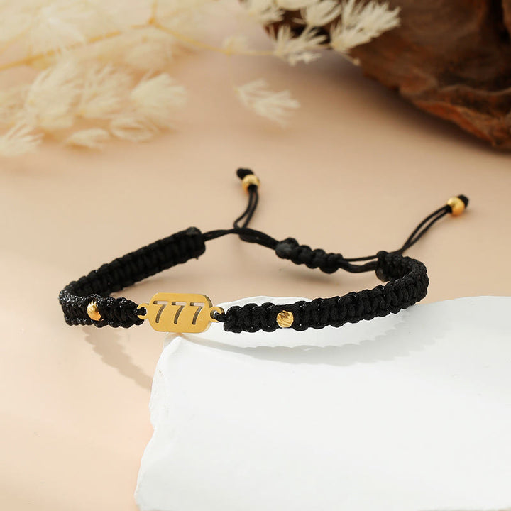 Buddha Stones Armband met engelengetallen, rood en zwart gevlochten koord. - 777 zwarte snaar - image 32