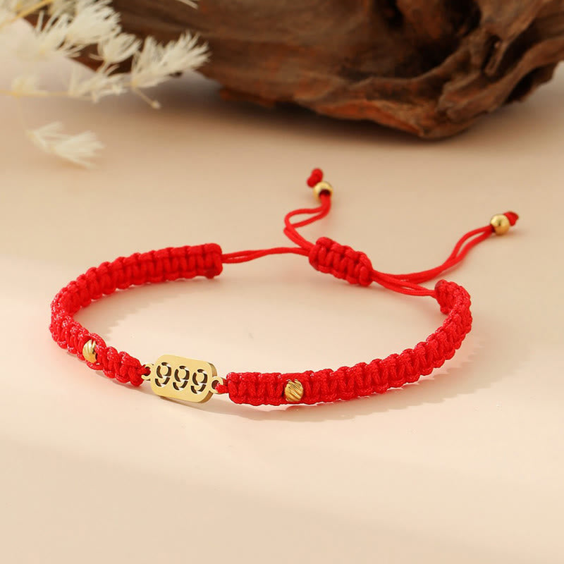 Buddha Stones Armband met engelengetallen, rood en zwart gevlochten koord. - 999 rode draad - image 38