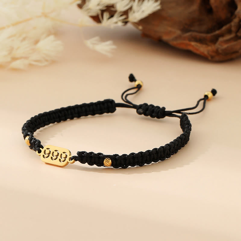 Buddha Stones Armband met engelengetallen, rood en zwart gevlochten koord. - 999 zwarte snaar - image 39