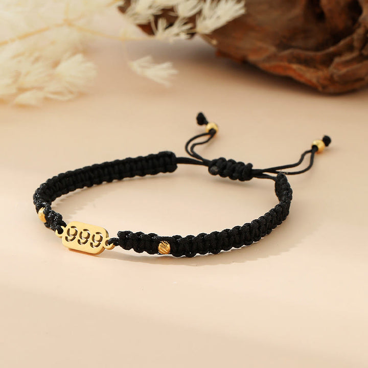 Buddha Stones Armband met engelengetallen, rood en zwart gevlochten koord. - 999 zwarte snaar - image 39