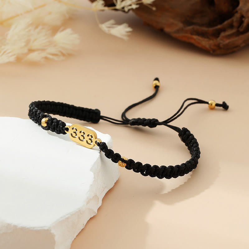 Buddha Stones Armband met engelengetallen, rood en zwart gevlochten koord. - 333 zwarte snaar - image 13