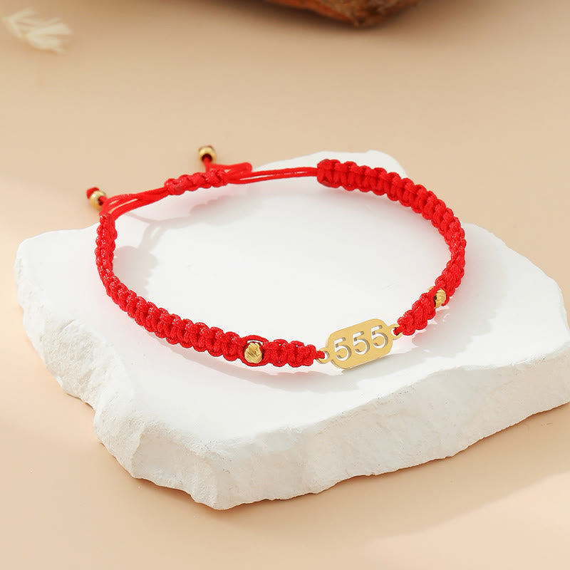 Buddha Stones Armband met engelengetallen, rood en zwart gevlochten koord. - 555 rode draad - image 25