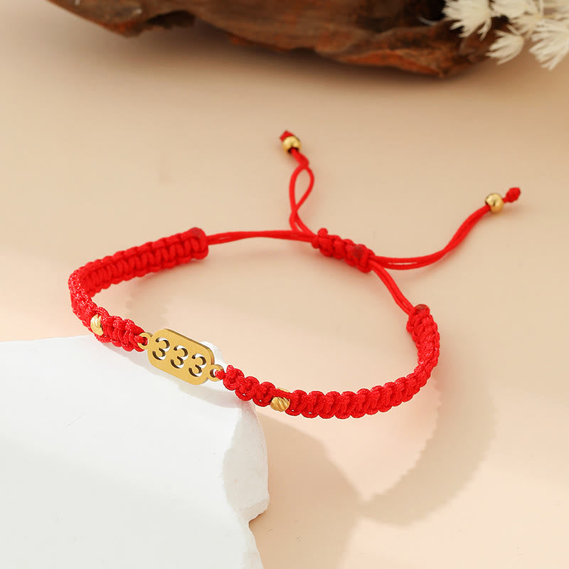 Buddha Stones Armband met engelengetallen, rood en zwart gevlochten koord. - 333 rode draad - image 8