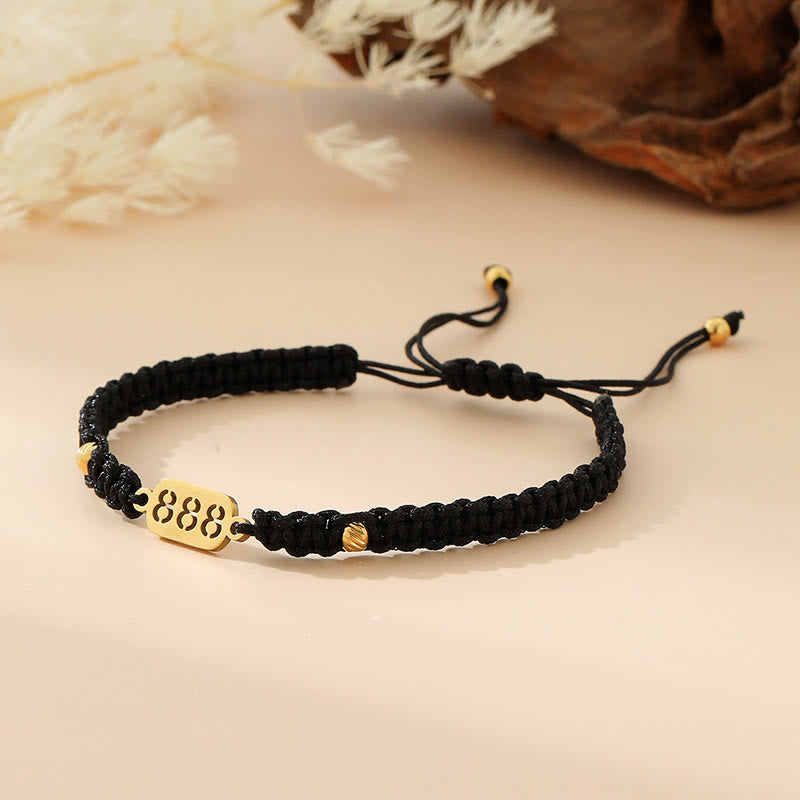 Buddha Stones Armband met engelengetallen, rood en zwart gevlochten koord. - 888 zwarte snaar - image 35