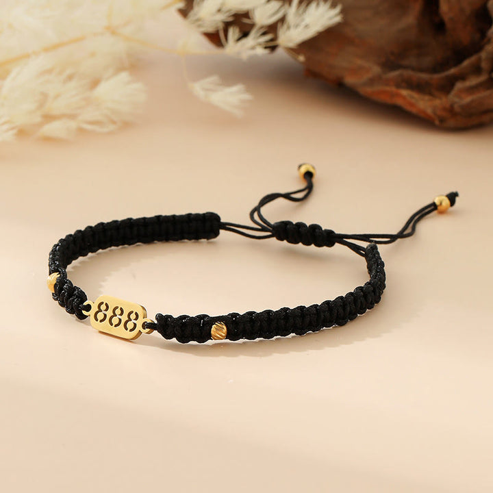 Buddha Stones Armband met engelengetallen, rood en zwart gevlochten koord. - 888 zwarte snaar - image 35
