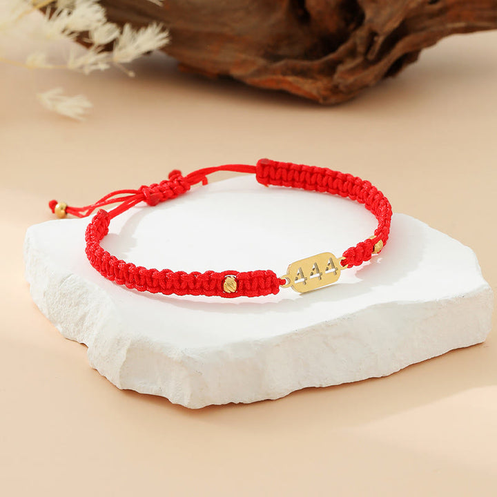 Buddha Stones Armband met engelengetallen, rood en zwart gevlochten koord. - 444 rode draad - image 22