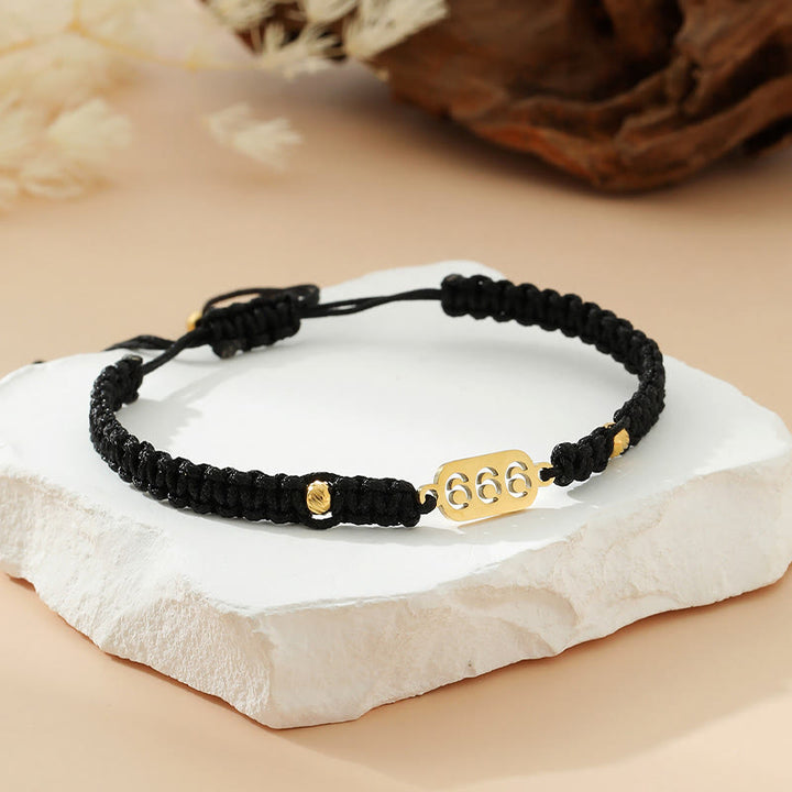 Buddha Stones Armband met engelengetallen, rood en zwart gevlochten koord. - 666 zwarte snaar - image 29