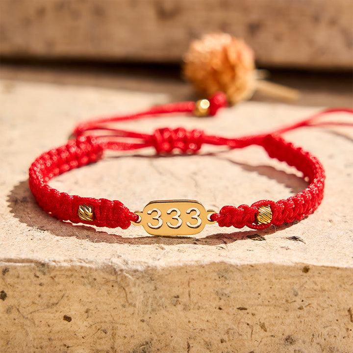 Buddha Stones Armband met engelengetallen, rood en zwart gevlochten koord. - image 9
