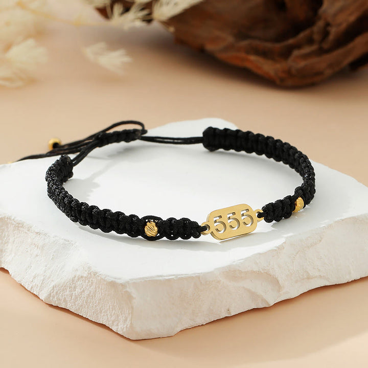 Buddha Stones Armband met engelengetallen, rood en zwart gevlochten koord. - 555 zwarte snaar - image 26