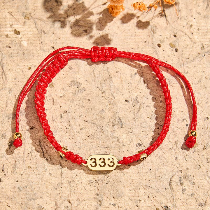 Buddha Stones Armband met engelengetallen, rood en zwart gevlochten koord. - image 10