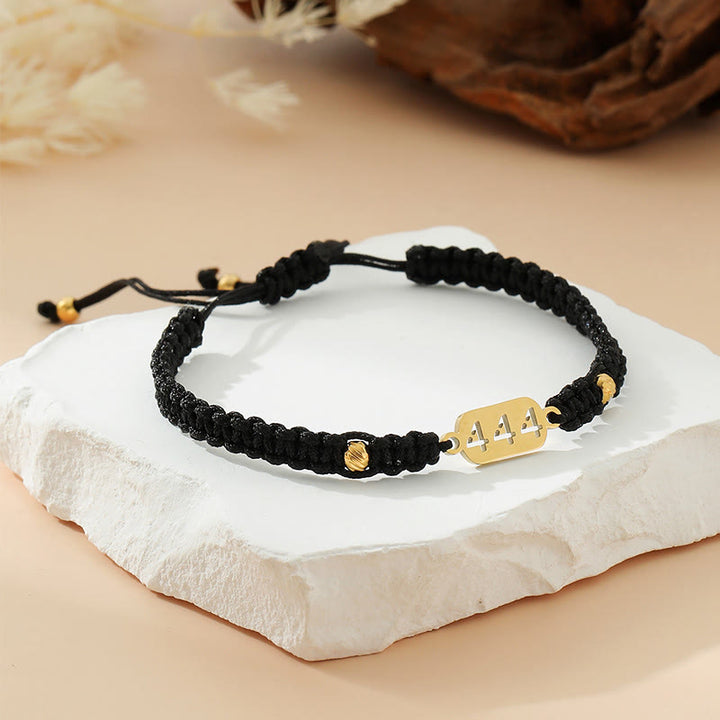 Buddha Stones Armband met engelengetallen, rood en zwart gevlochten koord. - 444 zwarte snaar - image 23
