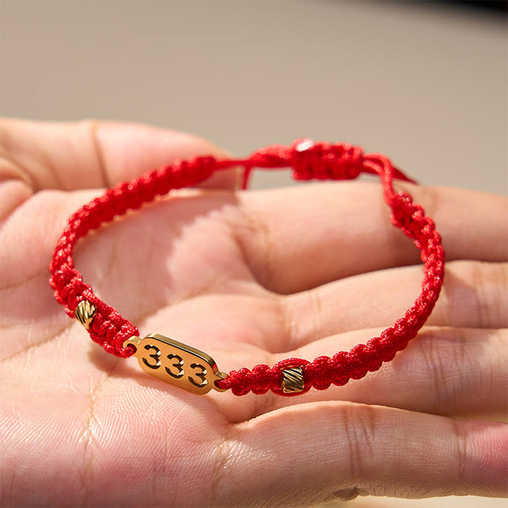 Buddha Stones Armband met engelengetallen, rood en zwart gevlochten koord. - image 12