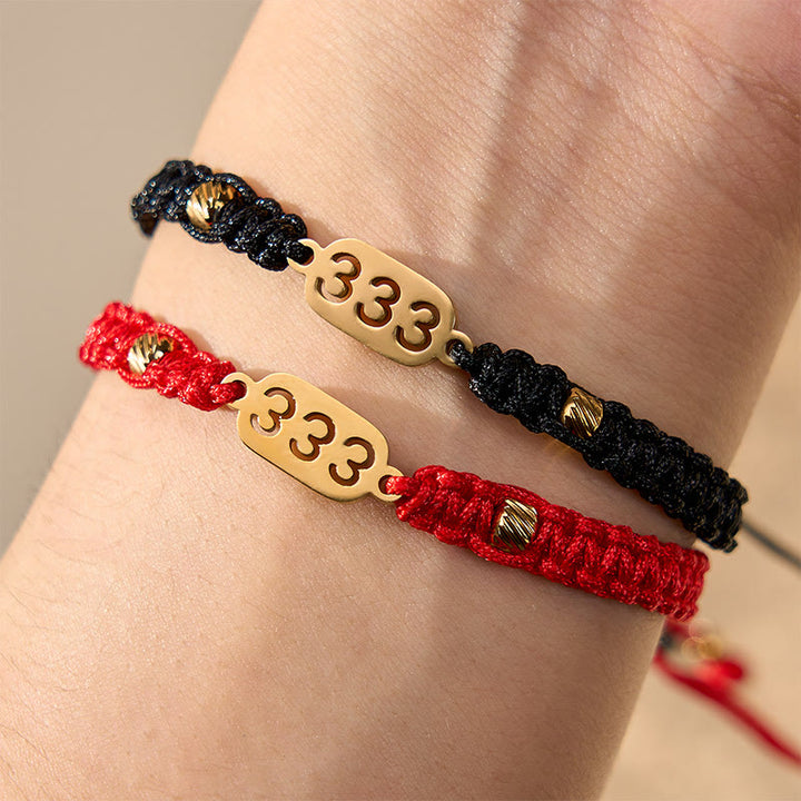Buddha Stones Armband met engelengetallen, rood en zwart gevlochten koord. - image 20