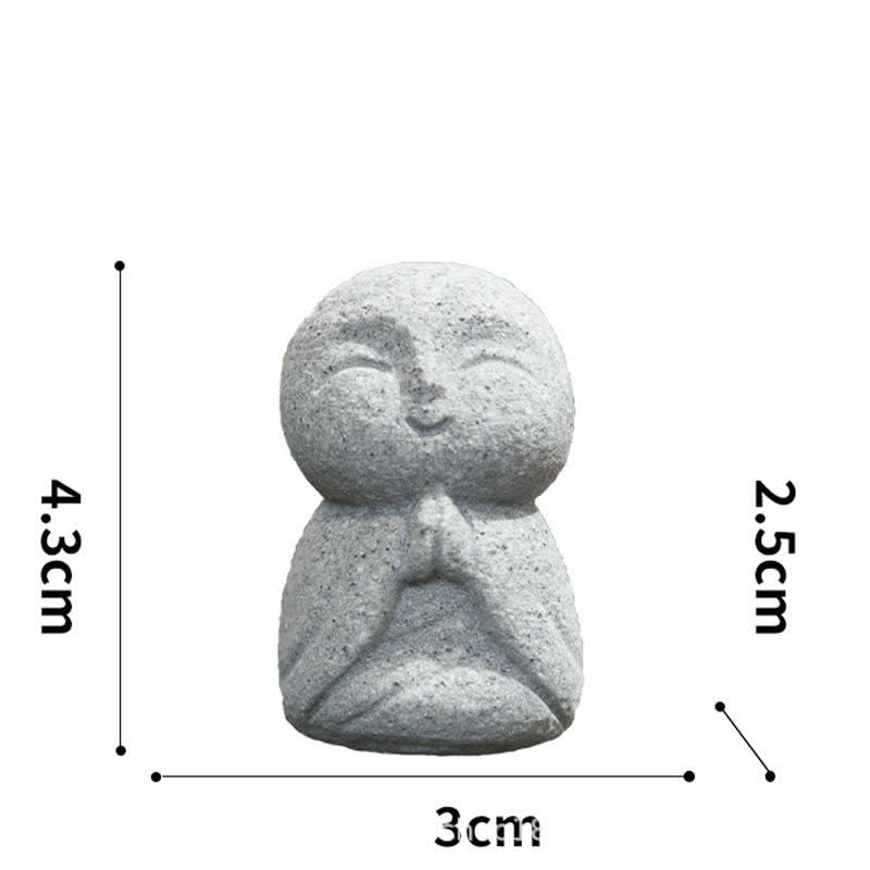 Buddha Stones Klein beeldje van hars, Ksitigarbha Boeddha, symbool van mededogen en meditatie. - Knielend gebed 4,3*3,0*2,5 cm - image 18