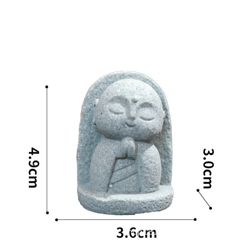 Buddha Stones Klein beeldje van hars, Ksitigarbha Boeddha, symbool van mededogen en meditatie. - Leunend gebed 4,9*3,6*3,0 cm - image 12