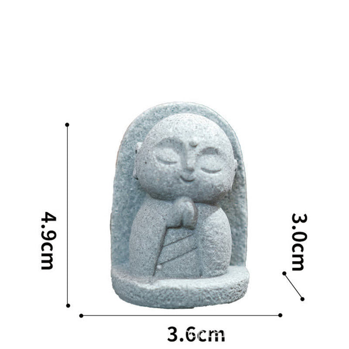 Buddha Stones Klein beeldje van hars, Ksitigarbha Boeddha, symbool van mededogen en meditatie. - Leunend gebed 4,9*3,6*3,0 cm - image 12