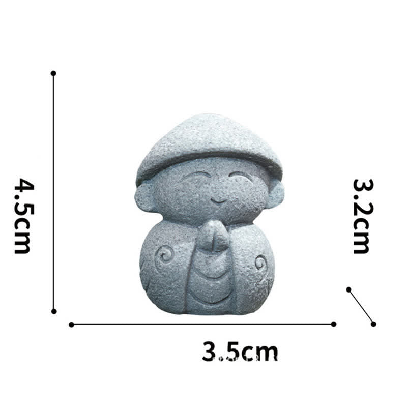 Buddha Stones Klein beeldje van hars, Ksitigarbha Boeddha, symbool van mededogen en meditatie. - Met capuchon 4,5*3,5*3,2 cm - image 1