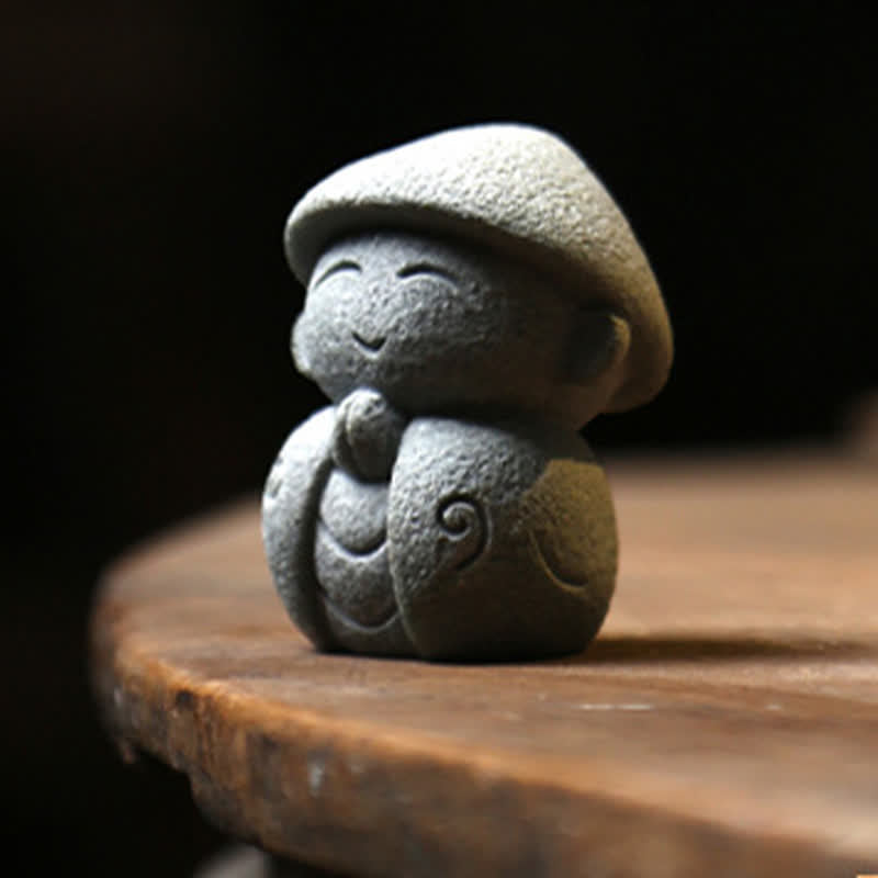 Buddha Stones Klein beeldje van hars, Ksitigarbha Boeddha, symbool van mededogen en meditatie. - image 3