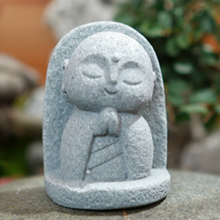 Buddha Stones Klein beeldje van hars, Ksitigarbha Boeddha, symbool van mededogen en meditatie. - image 13