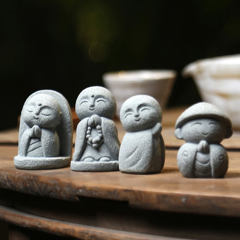 Buddha Stones Klein beeldje van hars, Ksitigarbha Boeddha, symbool van mededogen en meditatie. - image 22