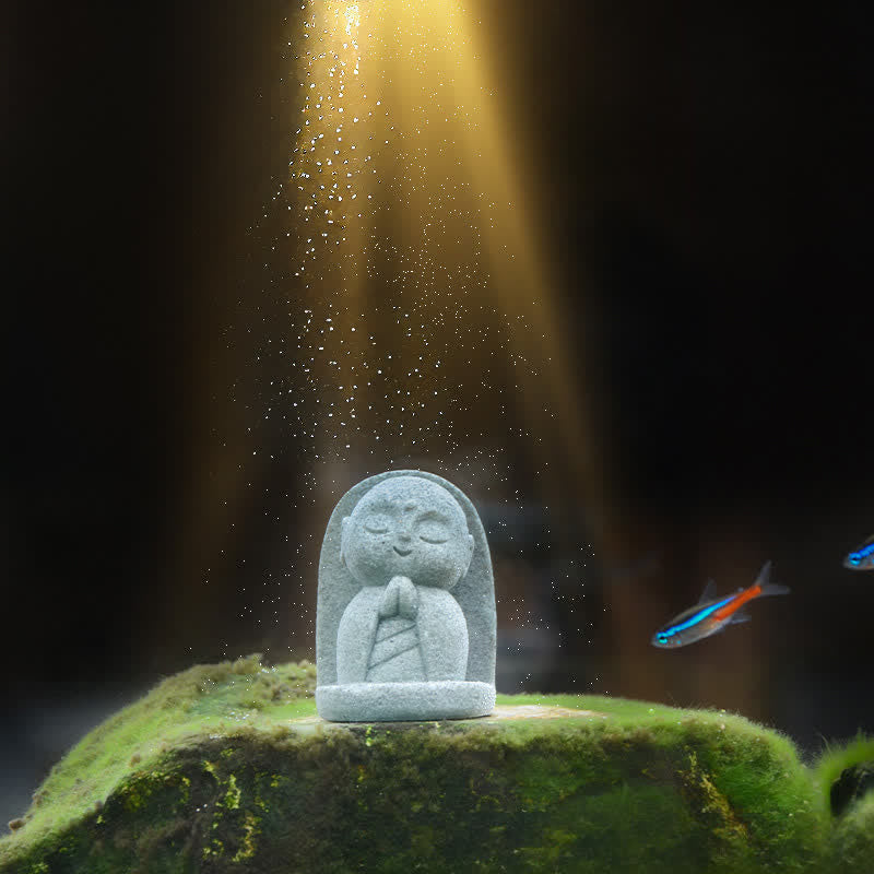 Buddha Stones Klein beeldje van hars, Ksitigarbha Boeddha, symbool van mededogen en meditatie. - image 14