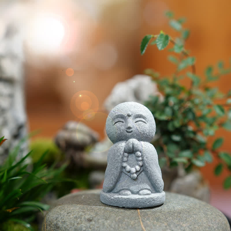 Buddha Stones Klein beeldje van hars, Ksitigarbha Boeddha, symbool van mededogen en meditatie. - image 11