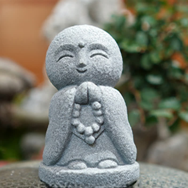 Buddha Stones Klein beeldje van hars, Ksitigarbha Boeddha, symbool van mededogen en meditatie. - image 10