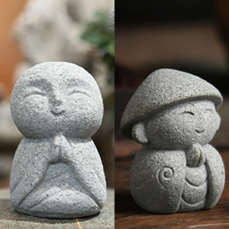 Buddha Stones Klein beeldje van hars, Ksitigarbha Boeddha, symbool van mededogen en meditatie. - image 20