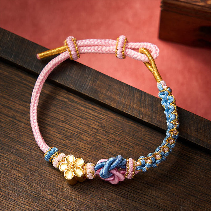 Buddha Stones Mandala gevlochten touw Armband voor zelfvertrouwen - Roze - Met bloemenaccessoire - image 26