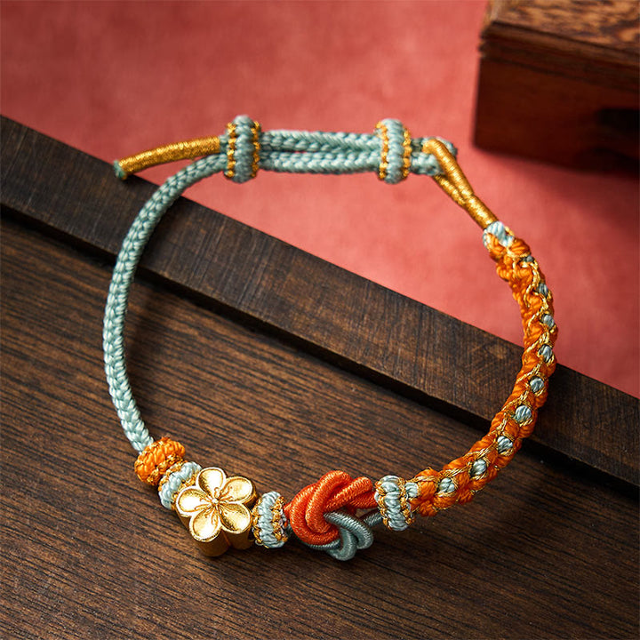 Buddha Stones Mandala gevlochten touw Armband voor zelfvertrouwen - Aquamarijn - Met bloemenaccessoire - image 9