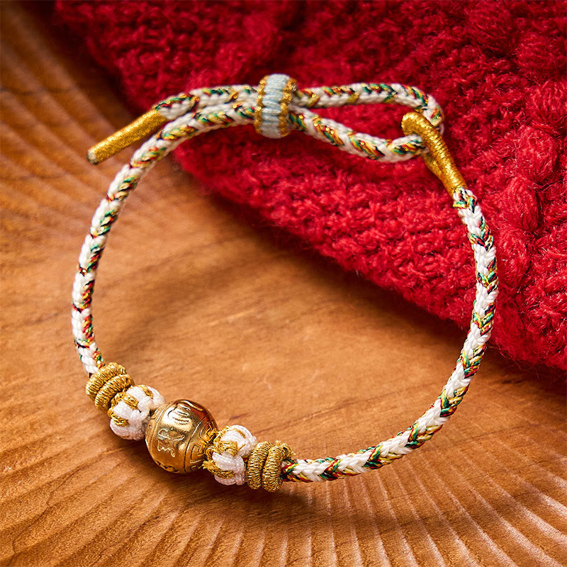 Buddha Stones Witte gevlochten touw Om Mani Padme Hum Armband - Wit accessoire met zes ware woorden - image 0