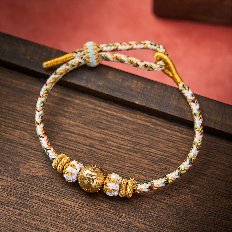 Buddha Stones Witte gevlochten touw Om Mani Padme Hum Armband - image 1