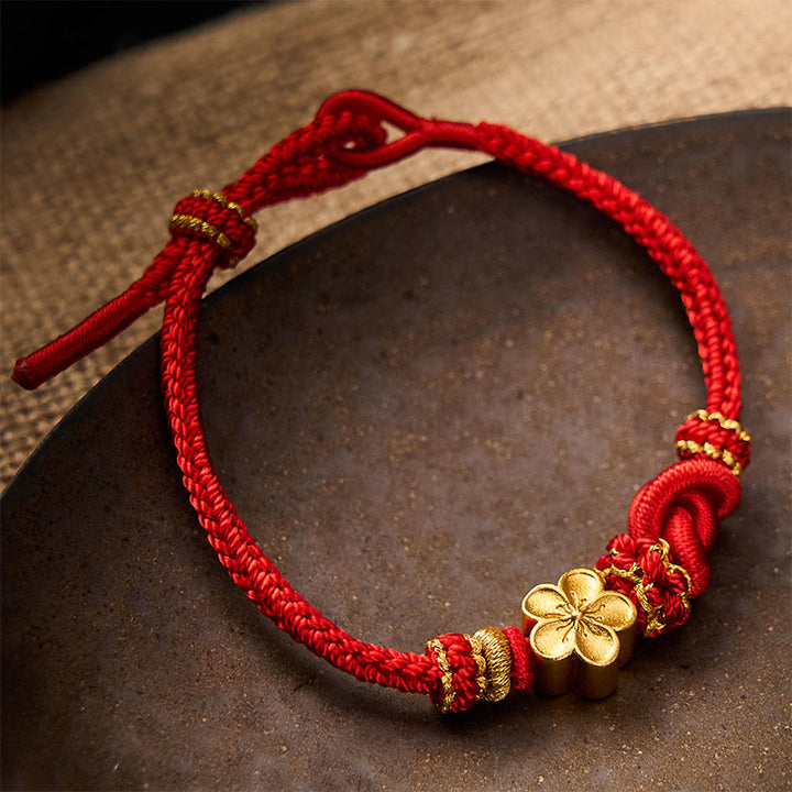 Buddha Stones Verstelbare Armband met gevlochten bloemmotief en touwknoop - image 2