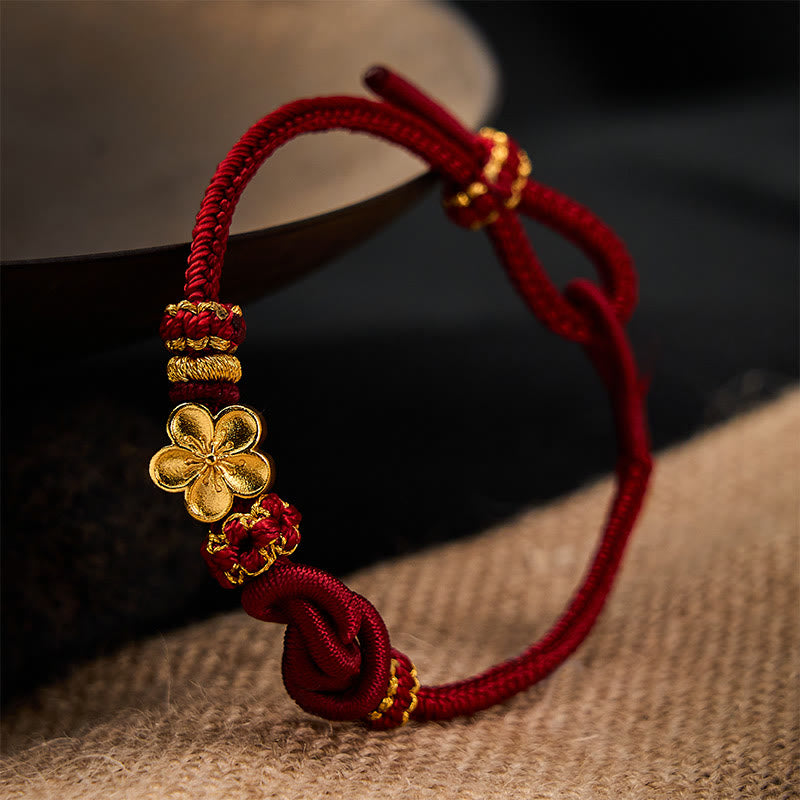 Buddha Stones Verstelbare Armband met gevlochten bloemmotief en touwknoop - image 3