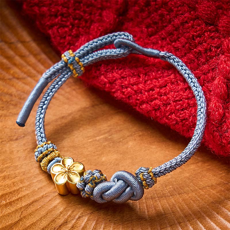 Buddha Stones Verstelbare Armband met gevlochten bloemmotief en touwknoop - Blauw met bloemaccessoire - image 20