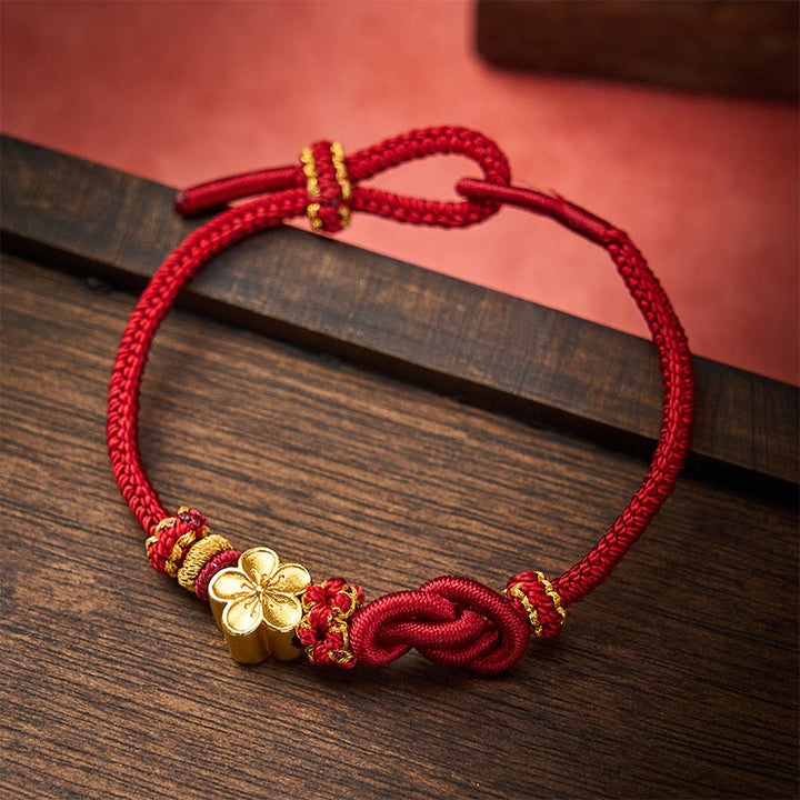 Buddha Stones Verstelbare Armband met gevlochten bloemmotief en touwknoop - image 1