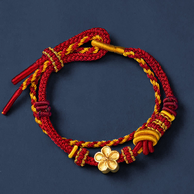 Buddha Stones Verstelbare Armband met gevlochten bloemmotief en dubbele wikkeling. - image 3