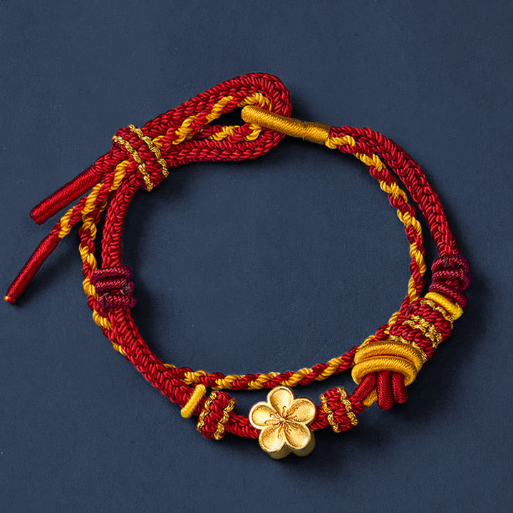 Buddha Stones Verstelbare Armband met gevlochten bloemmotief en dubbele wikkeling. - image 3
